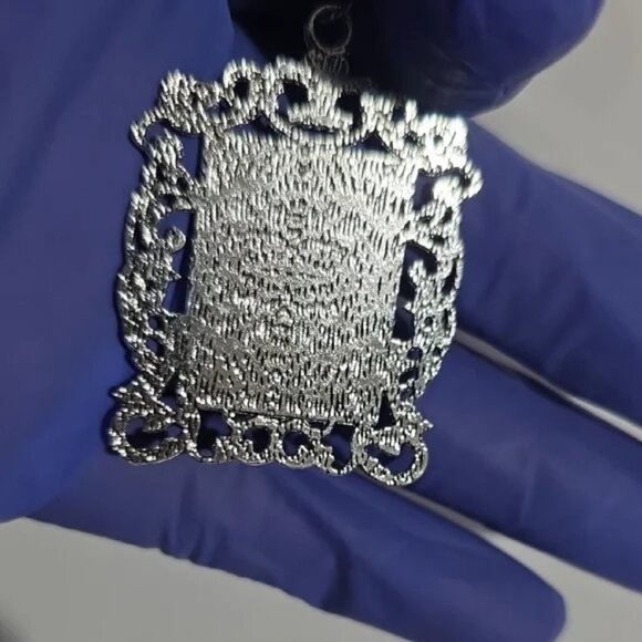 Vintage Silver Floral Scrollwork Pendant Necklace – Elegant Botanical Charm - Picture 5 of 9